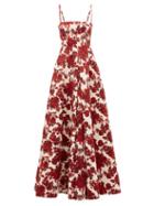 Emilia Wickstead - Oceana Rose-print Taffeta Gown - Womens - Red White