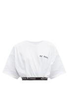 Matchesfashion.com Natasha Zinko - Logo Jacquard Cropped Cotton T Shirt - Womens - White