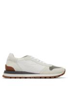 Matchesfashion.com Brunello Cucinelli - Monili Chain Suede Low Top Trainers - Womens - White