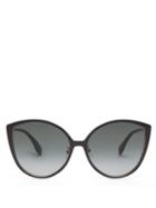 Matchesfashion.com Fendi - Oversized Cat Eye Metal And Optyl Sunglasses - Womens - Grey