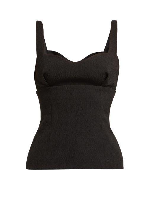 Matchesfashion.com Emilia Wickstead - Madeleine Sweetheart Neckline Cloqu Top - Womens - Black