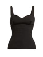 Matchesfashion.com Emilia Wickstead - Madeleine Sweetheart Neckline Cloqu Top - Womens - Black