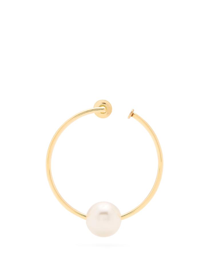 Hillier Bartley Faux Pearl Gold-plated Hoop Single Earring