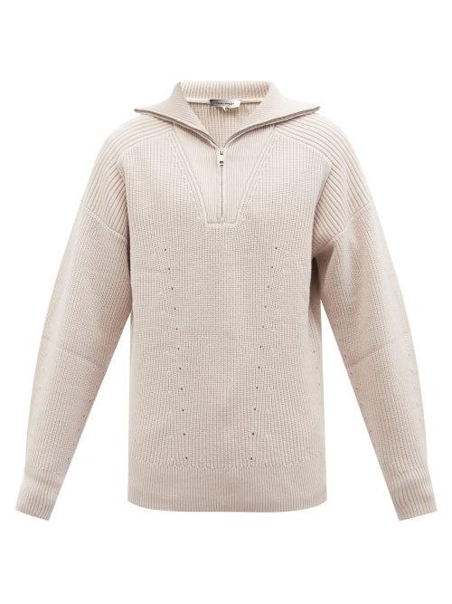 Isabel Marant - Benny Zip-neck Ribbed Merino-wool Sweater - Mens - Cream