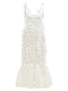 Matchesfashion.com Zimmermann - Botanica Petal-trimmed Linen-blend Organza Dress - Womens - Ivory