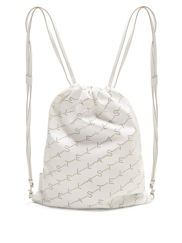 Stella Mccartney Logo-pattern Faux-leather Drawstring Backpack