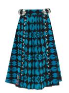 Chopova Lowena - Kiel Flocked-cotton Midi Skirt - Womens - Blue Multi