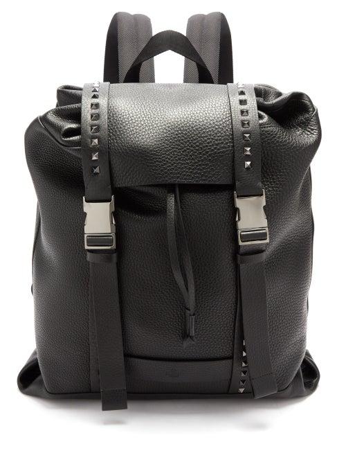 Valentino Garavani - Rockstud Grained-leather Backpack - Mens - Black