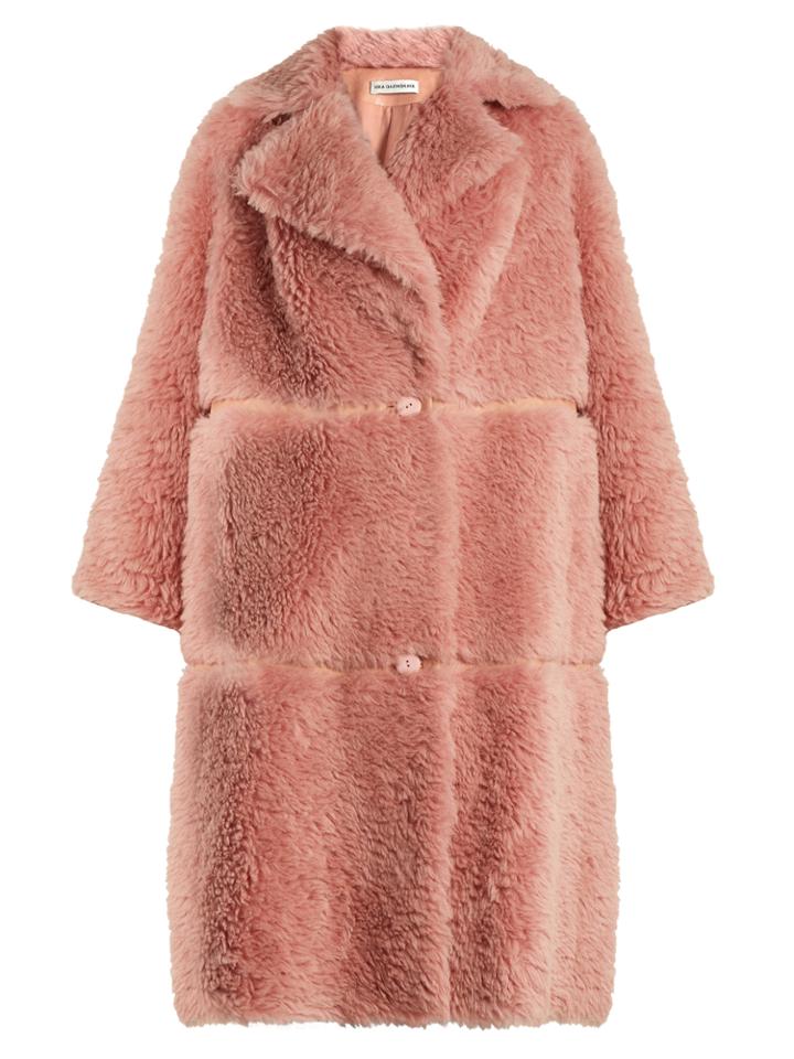 Vika Gazinskaya Notch-lapel Faux-leather Trimmed Alpaca-blend Coat