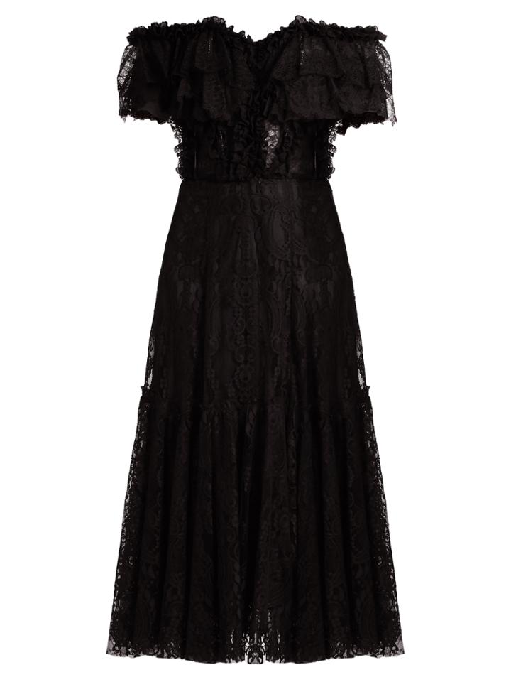 Dolce & Gabbana Off-the-shoulder Lace Midi Dress