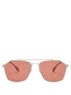 Matchesfashion.com Fendi - Ff Angular Aviator Metal Sunglasses - Mens - Silver