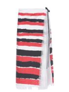 Matchesfashion.com Marni - Brushstroke-stripe Frayed Wrap Midi Skirt - Womens - Red Multi