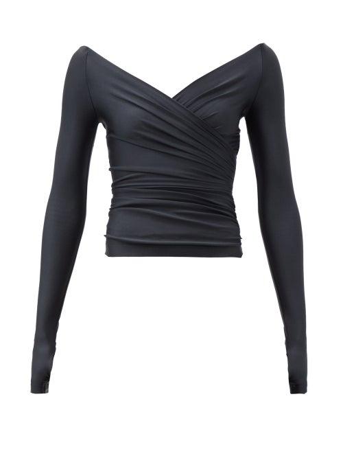 Matchesfashion.com Balenciaga - Wraparound Stretch-jersey Top - Womens - Black