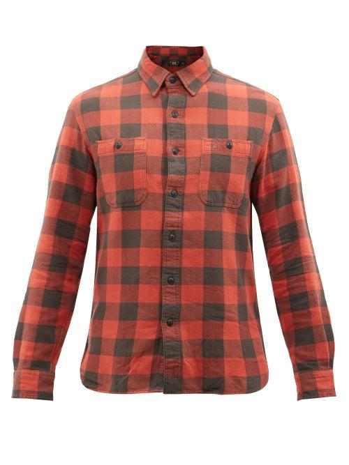 Rrl - Farrell Checked Brushed-cotton Shirt - Mens - Red Multi