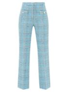 Alessandra Rich - Lam-check Tweed Trousers - Womens - Blue