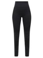 Adidas By Stella Mccartney - Zebra-print Recycled Fibre-blend Jersey Leggings - Womens - Black