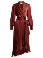 Matchesfashion.com Zimmermann - Ruffled Silk Wrap Dress - Womens - Bronze