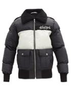 Matchesfashion.com Palm Angels - Logo-embroidered Fleece-collar Down Jacket - Mens - Black White