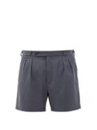 Matchesfashion.com Rochas - Pleated Wool-blend Shorts - Mens - Grey