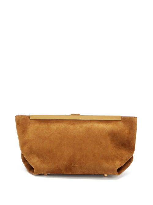 Matchesfashion.com Khaite - Aimee Suede Clutch - Womens - Tan
