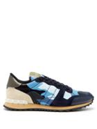 Matchesfashion.com Valentino - Rockrunner Camouflage Low Top Leather Trainers - Mens - Blue
