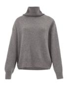 Matchesfashion.com Raey - Cropped Displaced-sleeve Roll-neck Wool Sweater - Womens - Grey
