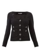 Matchesfashion.com Alessandra Rich - Single Breasted Wool Blend Boucl Jacket - Womens - Black