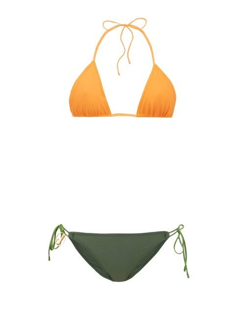 Matchesfashion.com Jacquemus - Albenga Bi Colour Triangle Bikini - Womens - Orange Multi