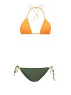 Matchesfashion.com Jacquemus - Albenga Bi Colour Triangle Bikini - Womens - Orange Multi