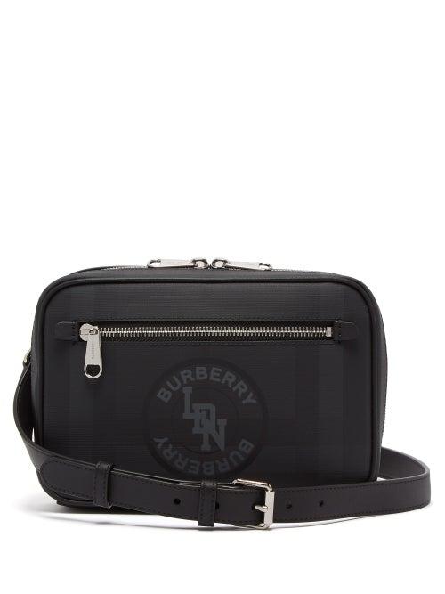 Matchesfashion.com Burberry - London-check Logo-print Leather Cross-body Bag - Mens - Grey