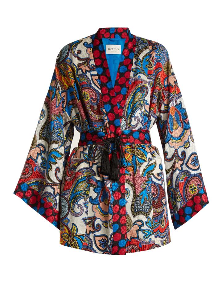 Etro Waist-tie Paisley-jacquard Silk Kimono