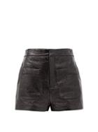 Matchesfashion.com Saint Laurent - High-rise Lacquered Cotton-blend Shorts - Womens - Black