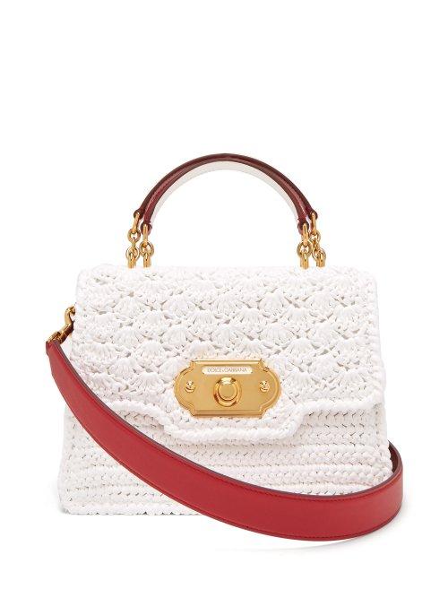 Matchesfashion.com Dolce & Gabbana - Welcome Crochet And Leather Bag - Womens - White