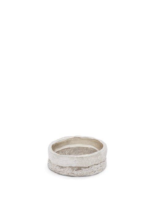 Matchesfashion.com Pearls Before Swine - Double Band Oxidised Sterling Silver Ring - Mens - Silver