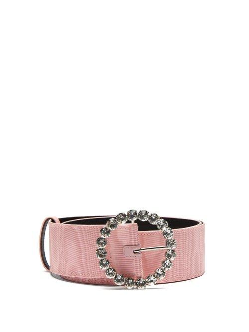Matchesfashion.com The Attico - Crystal Embellished Buckle Moir Belt - Womens - Pink