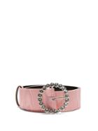 Matchesfashion.com The Attico - Crystal Embellished Buckle Moir Belt - Womens - Pink