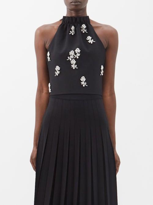 Shushu/tong - Crystal-embellished Wool-blend Top - Womens - Black Silver