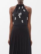 Shushu/tong - Crystal-embellished Wool-blend Top - Womens - Black Silver