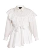 Simone Rocha Embellished-collar Tie-waist Cotton Shirt