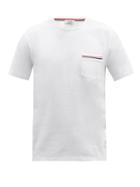 Mens Rtw Thom Browne - Tricolour-stripe Cotton-jersey T-shirt - Mens - White