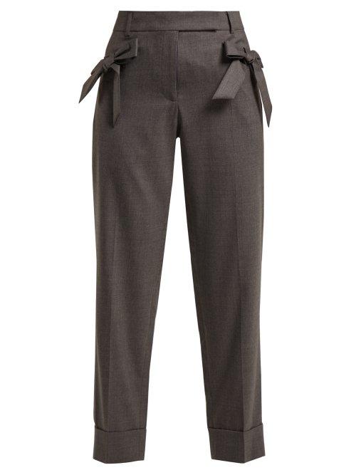 Matchesfashion.com Simone Rocha - Bow Embellished Wool Trousers - Womens - Dark Grey