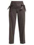 Matchesfashion.com Simone Rocha - Bow Embellished Wool Trousers - Womens - Dark Grey