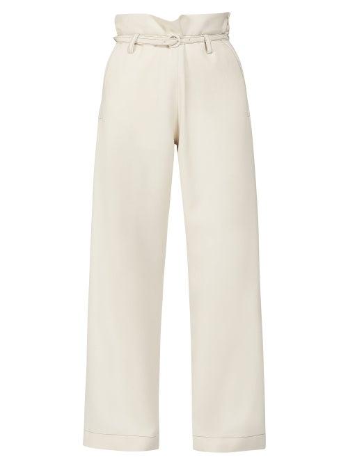 Matchesfashion.com Marni - Tie Waist Flannel Trousers - Womens - Ivory