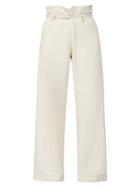 Matchesfashion.com Marni - Tie Waist Flannel Trousers - Womens - Ivory