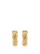Matchesfashion.com Bottega Veneta - Twisted Leather & 18kt Gold-plated Hoop Earrings - Womens - Beige