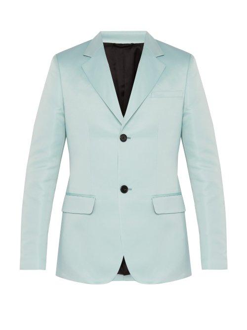 Matchesfashion.com Raf Simons - Slim Fit Satin Blazer - Mens - Light Blue