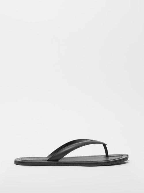 Maison Margiela - Tabi Leather Flip Flops - Mens - Black
