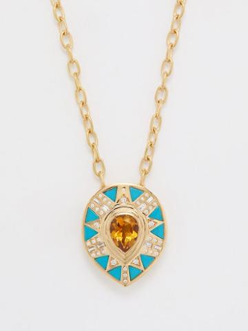 Harwell Godfrey - Koine Diamond, Citrine & 18kt Gold Necklace - Womens - Blue Multi