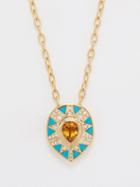 Harwell Godfrey - Koine Diamond, Citrine & 18kt Gold Necklace - Womens - Blue Multi