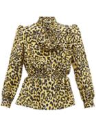 Matchesfashion.com Gucci - Leopard Print Silk Crepe De Chine Blouse - Womens - Black Yellow